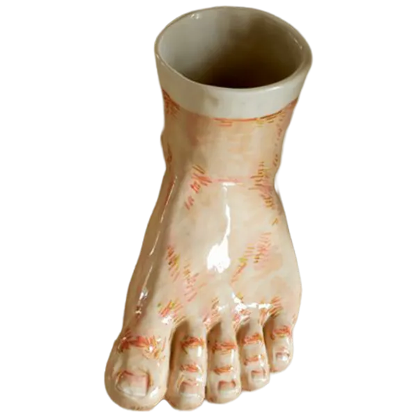 Handmade ceramic foot sculpture